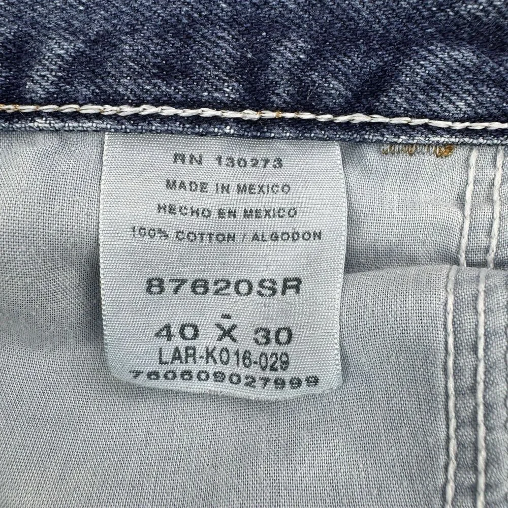 Wrangler Jeans Mens 40x30 Blue Denim Classic Fit Straight Leg 100% Cotton